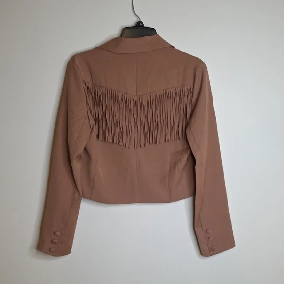Strut & Bolt CroppedWomen's Tan Fringe Blazer Sz Medium NWT - Picture 4 of 4